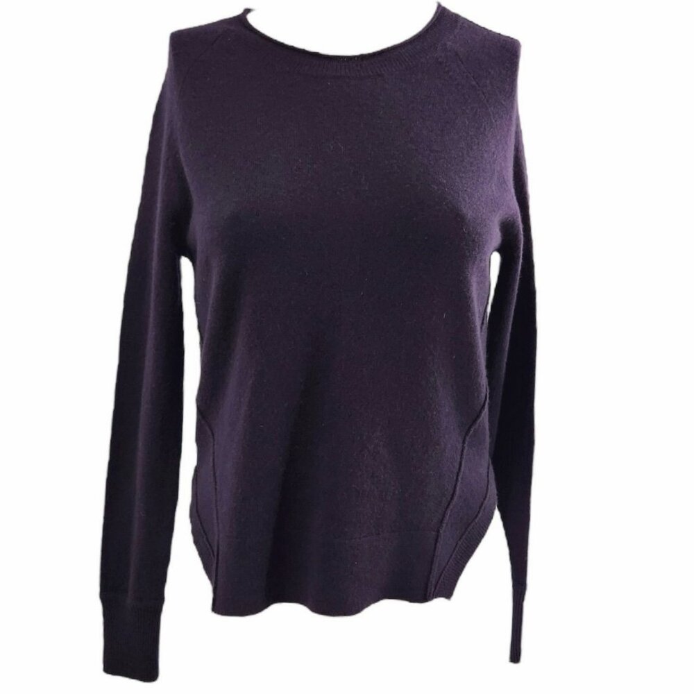 J Brand Cashmere Hi Lo Hem Knit Sweater XS Round Neck Hip Slits Longline